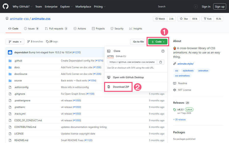 animate.cssのダウンロード